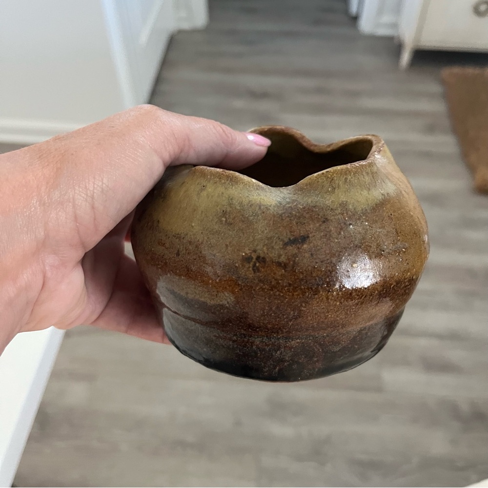 Pottery Ruffled Edge Handmade Vessel - Picture 2 of 16